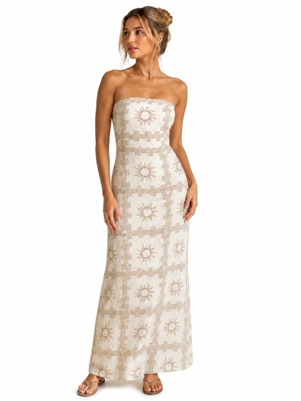 NWT Paper Heart Linen Sun Strapless Dress Sz L Summer Vacay Boho Concert Gypsy